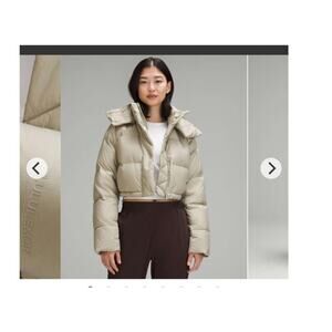 Lululemon Wunder Puff Super-Cropped Jacket in Heathered Raw Linen Size: 12